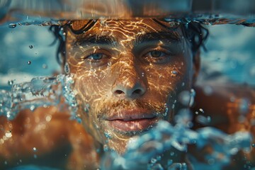 Poster - a close-up shot of a water splash with detailed droplets and a blurred background, suggesting freshn