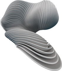 Wall Mural - Layered 3d white curvy flowing abstract shape isolated on a transparent background