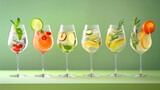 Fototapeta Kuchnia - Many kinds of cocktails on a color background