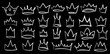 © Nataliia - Hand drawn doodle set of grunge crayon, charcoal, chalk crown isolated icon. Scribble line sketches of king crown, majestic tiara, queen royal diadem vector. Graffiti royal coronation luxury symbol