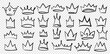 © Nataliia - Hand drawn doodle set of grunge crayon, charcoal, chalk crown isolated icon. Scribble line sketches of king crown, majestic tiara, queen royal diadem vector. Graffiti royal coronation luxury symbol