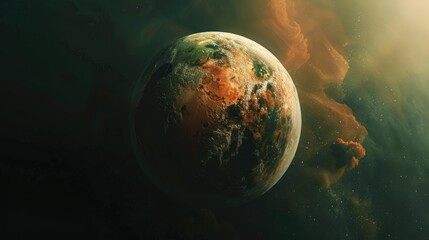 Wall Mural - sci fi digital art depicting a planet in space