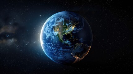 Wall Mural - witness earth s mesmerizing transformation from night to day as it rotates in outer space depicted i