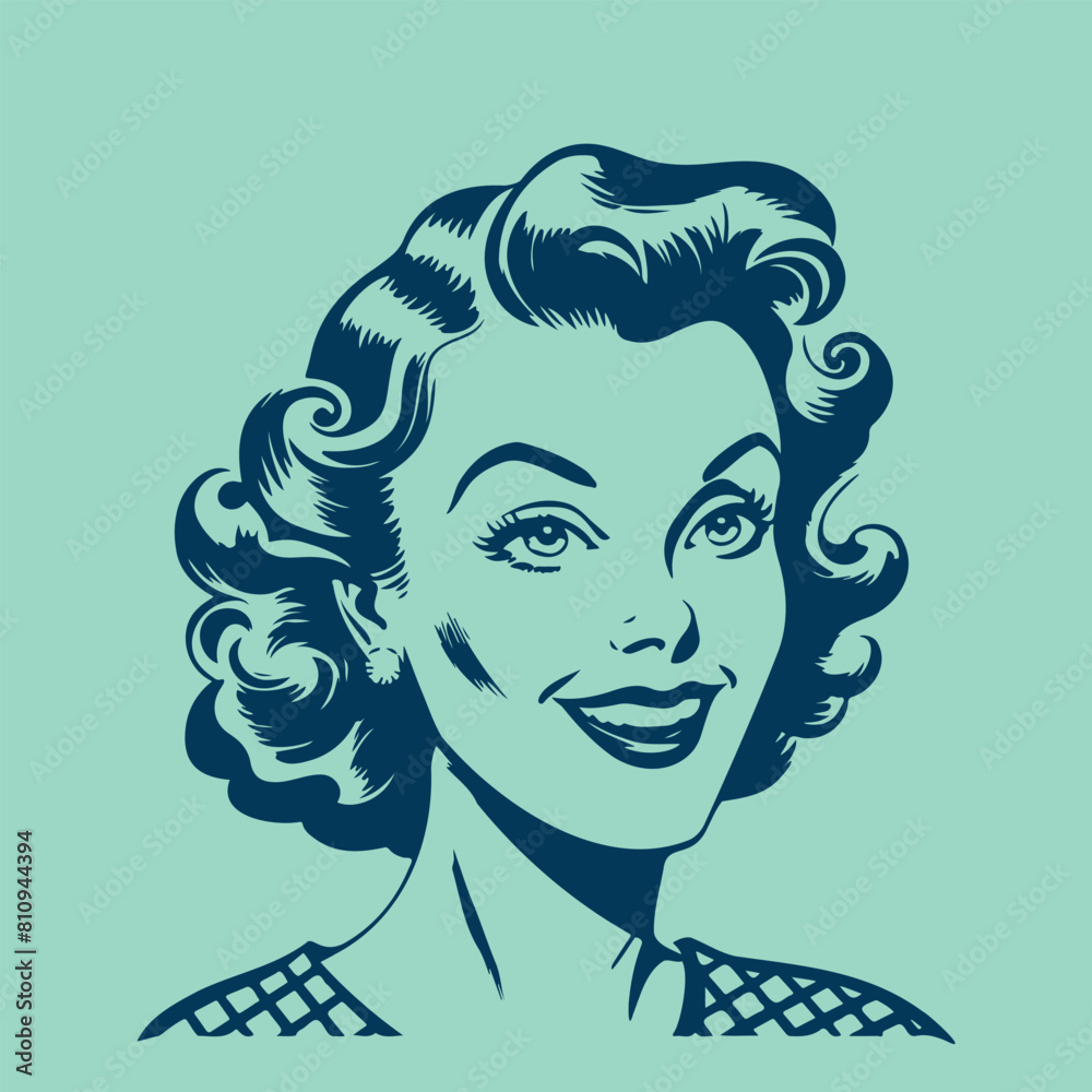 vintage cartoon illustration of a beautiful woman Stock Vector | Adobe ...