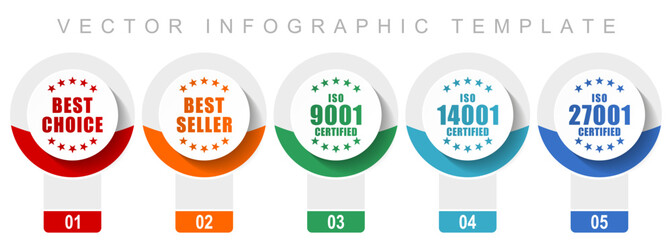 Fototapete - Business icon set, miscellaneous vector icons such as best choice, best seller, iso 9001, iso 14001 and iso 27001 for  modern design infographic template, web