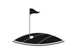 Golf icon or logo with flag on the grass and golf hole. Vector illustration.