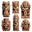 © Margarita - A set of stone idols of Mayan gods. Unusual symbols of worship of wild tribes of ancient times. Isolated on transparent background