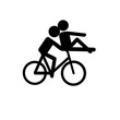 stickman son and father riding a bicycle cartoon stock illustration