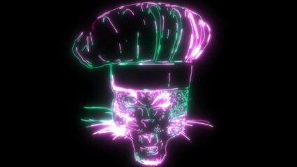 Sticker - video of leopard with chef hat