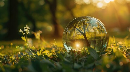 Wall Mural - The glass globe serves as a powerful symbol of our connection to nature and our commitment to environmental protection and conservation