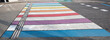 pedestrian crossing with colorful stripes