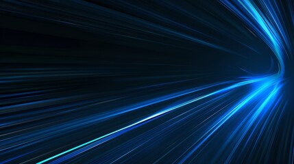 Aufkleber - Dynamic Blue Light Streaks Speeding Through Darkness. Abstract Technology and Futuristic Concept. High-Speed Movement and Energy Flow Visualization. AI