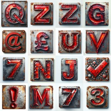 Glass and Metal grunge and rusty Lettering Typeface. AI generated illustration