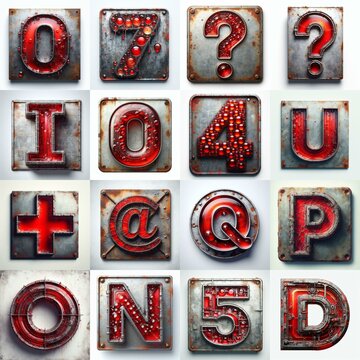 Glass and Metal grunge and rusty Lettering Typeface. AI generated illustration