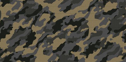 Wall Mural - Trendy camouflage military pattern, seamless pattern with grid. Vector camouflage pattern for clothing design. 