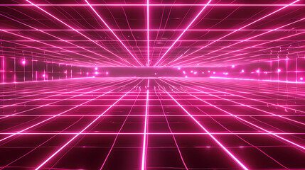 Wall Mural - Futuristic neon tech grid technology background.