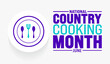 June is National Country Cooking Month background template. Holiday concept. use to background, banner, placard, card, and poster design template with text inscription and standard color. vector