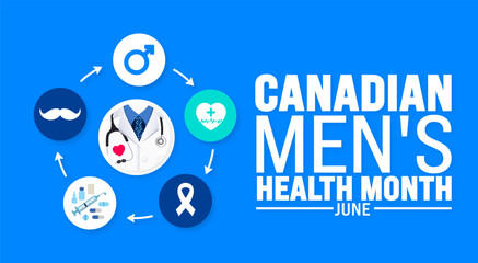 Wall Mural - June is Canadian Men's Health Month background template. Holiday concept. use to background, banner, placard, card, and poster design template with text inscription and standard color. vector