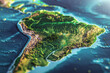 3D map illustration of south america continent