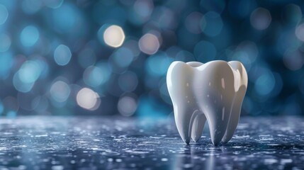 Wall Mural - Close-up view of human tooth with bokeh