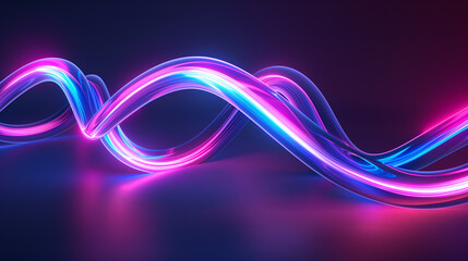 a glowing, neon purple and orange infinity symbol. the image is abstract and has a futuristic feel t