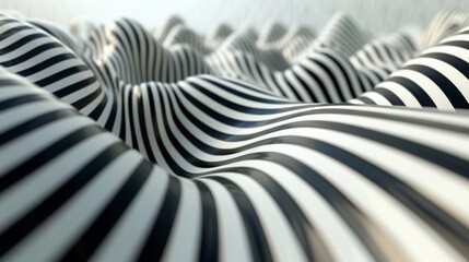 Poster - A series of monochrome wavy lines creating a mesmerizing optical illusion effect.