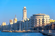Panoramic view of Adriatic sea, embankment and modern architecture in Bari, Italy