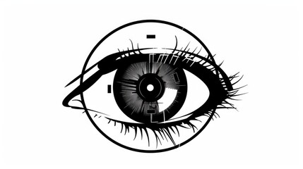 Poster - icon of a black eye scan isolated on white backdrop representing the scanning of an eye for security
