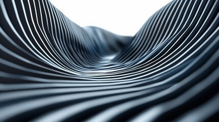 Poster - Monochromatic waves form a hypnotic pattern creating a sense of movement and depth.