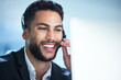 © peopleimages.com - Happy, man and advice in call center office with consultant for customer support, chat or helping a client. Legal, advisor and thinking of solution for insurance, policy and virtual communication