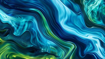Poster - Vivid blue and green hues swirl together in a seamless, mesmerizing pattern with a glossy texture.