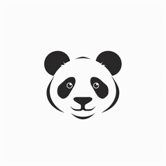 Vector illustration icon of a cute panda head over white background.