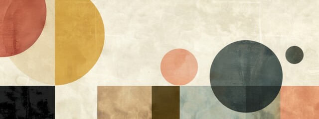 Poster - Various sized circles in different vibrant colors adorn a wall, creating a visually striking and modern art display.
