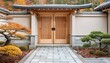 Harmony with Nature: Japanese Minimalist Cottage Entrance in Fall Forest