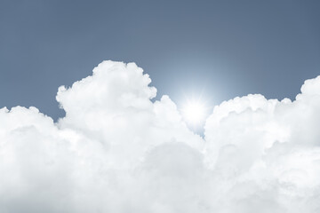 Wall Mural - sun, beautiful blue sky with white clouds.