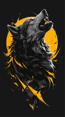 Wall Mural -  Wolf: Stylized Tattoo Design