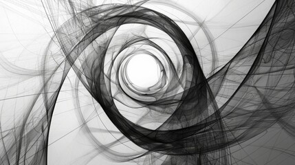 Poster - A monochrome display of intricate swirling lines creating a hypnotic spiral effect.