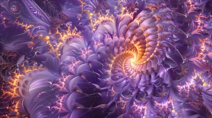 Fototapete - A digitally created fractal spiral with intricate details and a vibrant color palette.