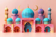Fantastically detailed and colorful mosque model, great for festive and cultural representation. Card for an Islamic holiday.