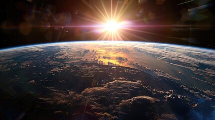 Wall Mural - Earth with a breathtaking sunrise as seen from space