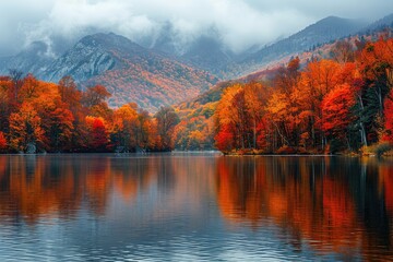 Wall Mural - magnificent lake in the middle of the forest professional photography