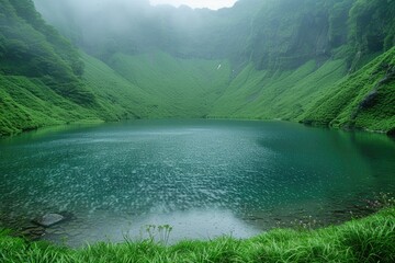Wall Mural - magnificent lake in the middle of the forest professional photography