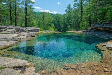 Wall Mural - magnificent lake in the middle of the forest professional photography