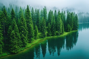 Wall Mural - magnificent lake in the middle of the forest professional photography