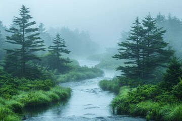 Wall Mural - magnificent lake in the middle of the forest professional photography