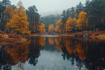 Wall Mural - magnificent lake in the middle of the forest professional photography