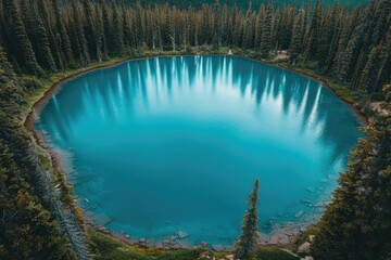 Wall Mural - magnificent lake in the middle of the forest professional photography