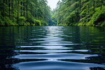 Wall Mural - magnificent lake in the middle of the forest professional photography