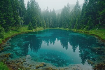 Wall Mural - magnificent lake in the middle of the forest professional photography