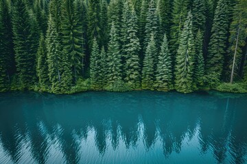 Wall Mural - Magnificent lake in the middle of the forest professional photography